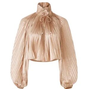 ♥️… Opening Ceremony Gold Foil Pleated Peasant Top
$350